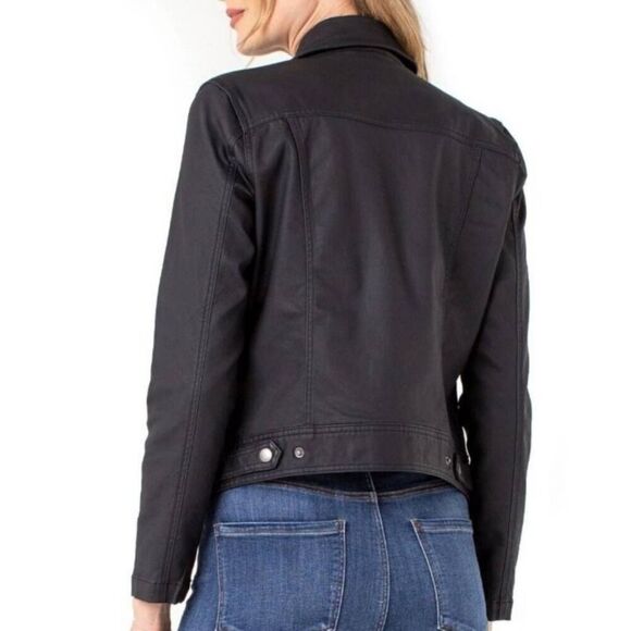 Liverpool Jean Company Black Denim Moto Jacket size Small NWOT - Picture 3 of 9